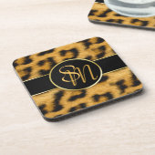 Elegant Leopard Print Monogram - Plastic Onderzett Drankjes Onderzetter (Linkerzijde)