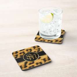 Elegant Leopard Print Monogram - Plastic Onderzett Drankjes Onderzetter