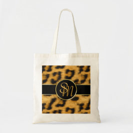 Elegant Leopard Print Monogram Script Budget Tas