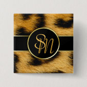 Elegant Leopard Print Monogram script - Button (Voorkant)