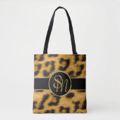 Elegant Leopard Print Monogram Script - Canvas tas (Voorkant)