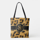 Elegant Leopard Print Monogram Script - Canvas tas (Achterkant)