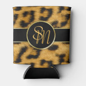 Elegant Leopard Print Monogram Script - Koelbox Blikjeskoeler (Voorkant)