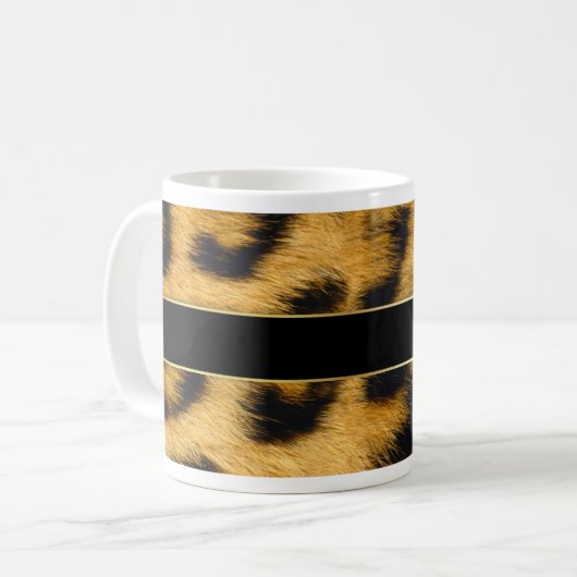 Elegant Leopard Print Monogram script - Mok (Voorkant links)