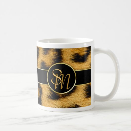 Elegant Leopard Print Monogram script - Mok (Rechts)