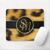 Elegant Leopard Print Monogram script - Mousepad Muismat (Met muis)