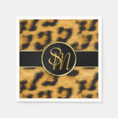 Elegant Leopard Print Monogram Script Napkin Servet (Voorkant)