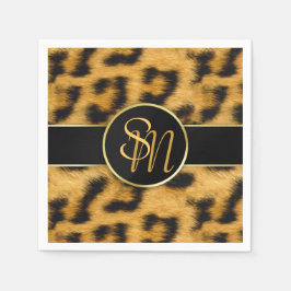 Elegant Leopard Print Monogram Script Napkin Servet