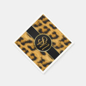 Elegant Leopard Print Monogram Script Napkin Servet (Hoek)