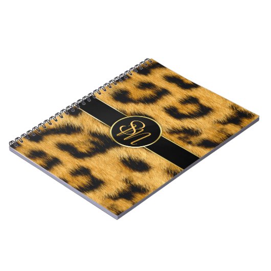 Elegant Leopard Print Monogram script - Notitieboe Notitieboek (Linkerzijde)