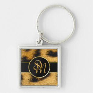 Elegant Leopard Print Monogram script - Sleutelhan Sleutelhanger