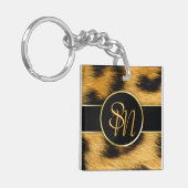 Elegant Leopard Print Monogram script - Sleutelhan Sleutelhanger (Voorkant Links)