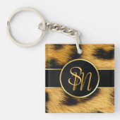Elegant Leopard Print Monogram script - Sleutelhan Sleutelhanger (Voorkant)