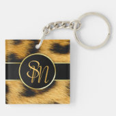 Elegant Leopard Print Monogram script - Sleutelhan Sleutelhanger (Achterkant)