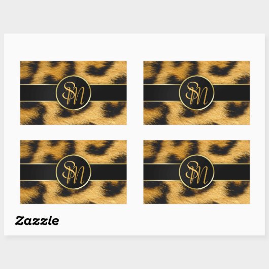 Elegant Leopard Print Monogram Script - Sticker (Vel)