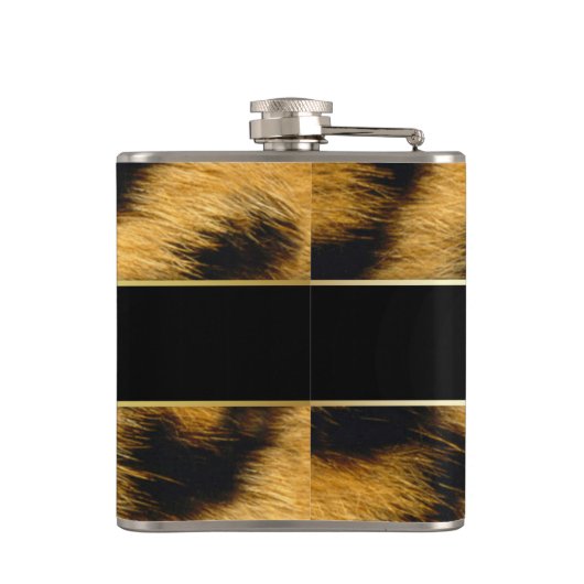 Elegant Leopard Print Monogram Script Vinyl Flask Heupfles (Achterkant)
