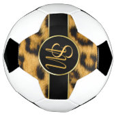 Elegant Leopard Print Monogram Script Voetbal (Gedraaid)
