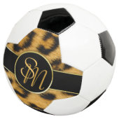Elegant Leopard Print Monogram Script Voetbal (Drie kwart)