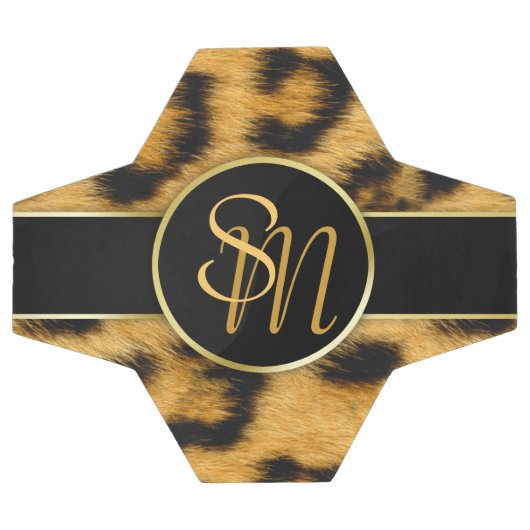 Elegant Leopard Print Monogram Script Voetbal (Enkel)