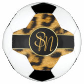 Elegant Leopard Print Monogram Script Voetbal (Voorkant)