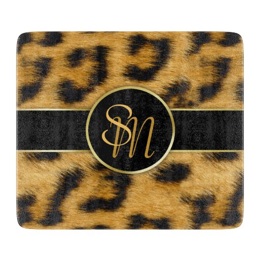 Elegant Leopard Print Monogram - Snijbord Snijplank (Voorkant)