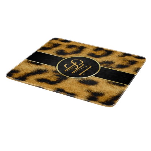 Elegant Leopard Print Monogram - Snijbord Snijplank (Hoek)