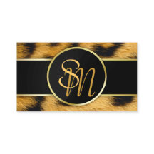 Elegant Leopard Print Monogram - Visitekaartje