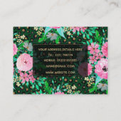 Elegant Leopard Print Pink Floral Green Design Visitekaartje (Achterkant)