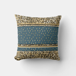 Elegant Leopard Print Skin Blue Teardruppels Kussen