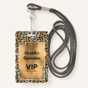 Elegant Leopard Quinceañera nodigt VIP-pas uit Badge