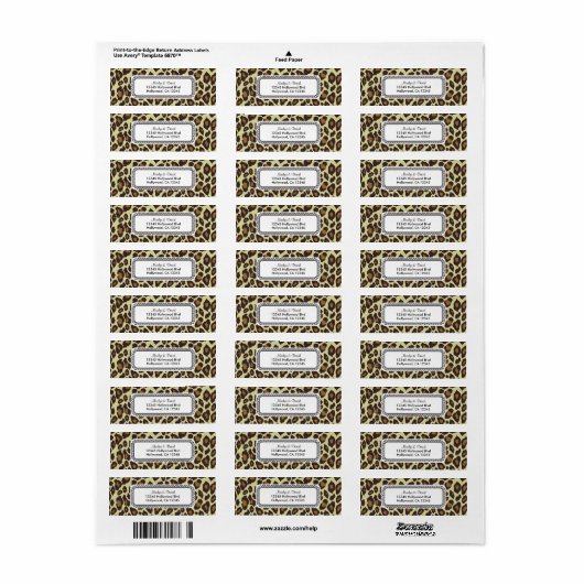 Elegant Leopard retour adres label (Full Sheet)