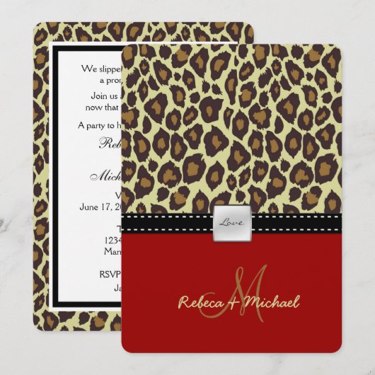 Elegant Leopard Wedding Invitation Kaart (Voorkant / Achterkant)