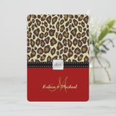 Elegant Leopard Wedding Invitation Kaart (Staand voorkant)