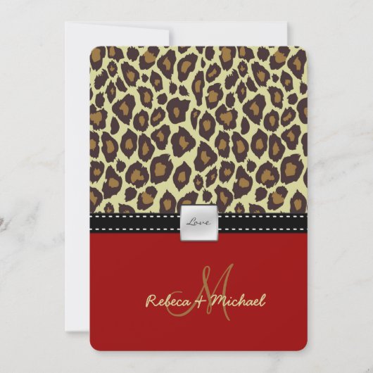 Elegant Leopard Wedding Invitation Kaart (Voorkant)