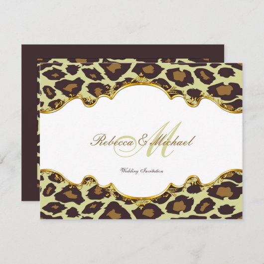Elegant Leopard Wedding Invites Kaart (Voorkant / Achterkant)