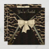 Elegant Leopard Womans Birthday Party Kaart (Voorkant / Achterkant)