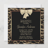 Elegant Leopard Womans Birthday Party Kaart (Achterkant)
