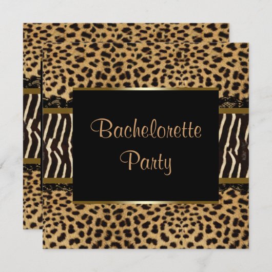 Elegant Leopard Zebra vrijgezellenfeest Kaart (Voorkant / Achterkant)