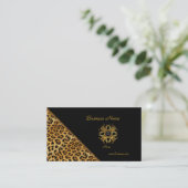 Elegant Leopard Zwart Goud Visitekaartje (Staand voorkant)