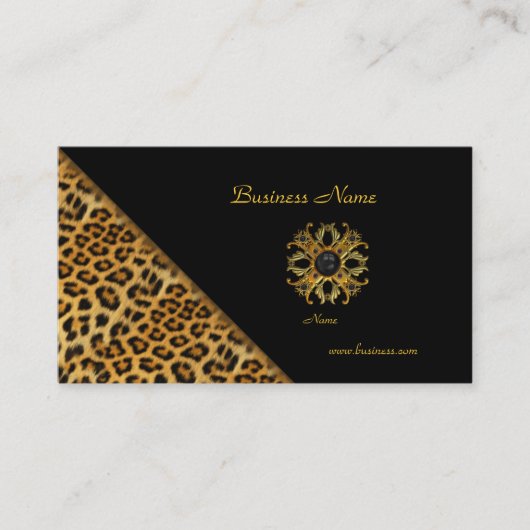 Elegant Leopard Zwart Goud Visitekaartje (Voorkant)