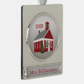 Elegant leraar hoofdbanner gepersonaliseerd verzilverd banner ornament (Rechts)