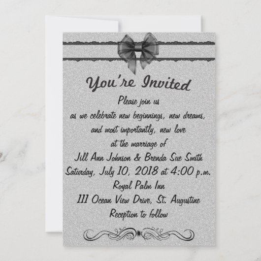 Elegant Lesbian Gay Two Brides Wedding Invitation Kaart (Achterkant)