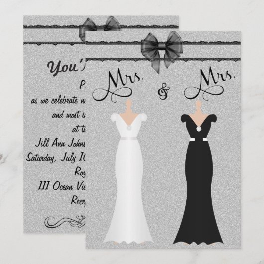 Elegant Lesbian Gay Two Brides Wedding Invitation Kaart (Voorkant / Achterkant)
