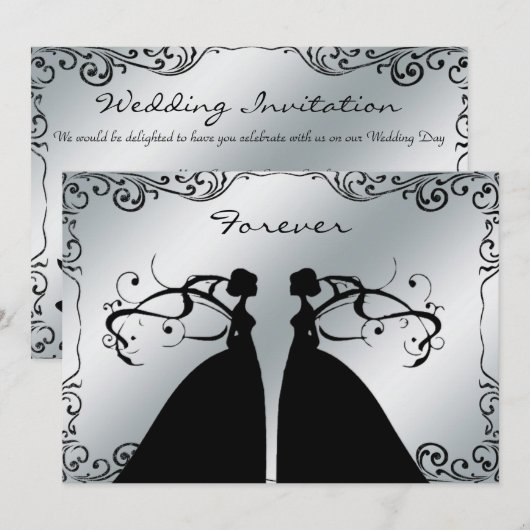 Elegant Lesbian Gay Wedding Invitation Kaart (Voorkant / Achterkant)
