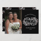 Elegant Lesbian Newlyweds Christmas Photo Greeting Feestdagenkaart (Voorkant / Achterkant)