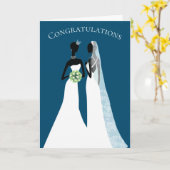 Elegant Lesbian Wedding Gefeliciteerd Twee Brides Kaart (Gele Bloem)