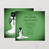 Elegant Lesbian Wedding Invitation Emerald Kaart (Voorkant / Achterkant)