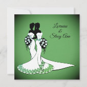 Elegant Lesbian Wedding Invitation Emerald Kaart (Achterkant)