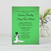 Elegant Lesbian Wedding Invitation Green Kaart (Staand voorkant)