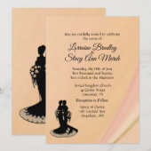 Elegant Lesbian Wedding Peach uitnodiging (Voorkant / Achterkant)